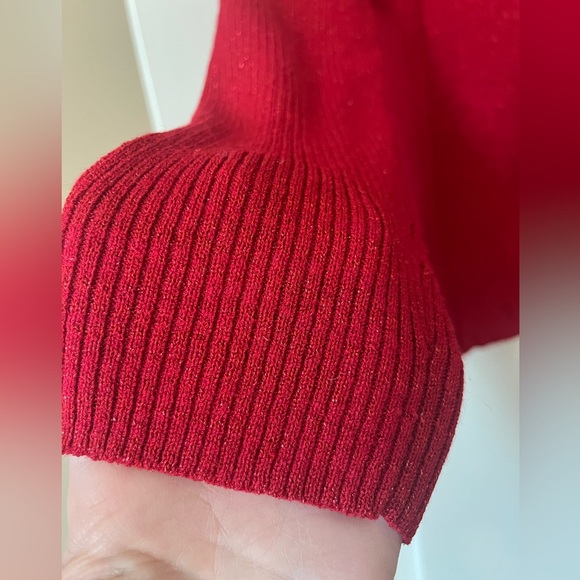 Laura Scott Rich Metallic Red Ribbed Button Down Sweater Women’s Size XL - Picture 5 of 13